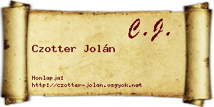 Czotter Jolán névjegykártya